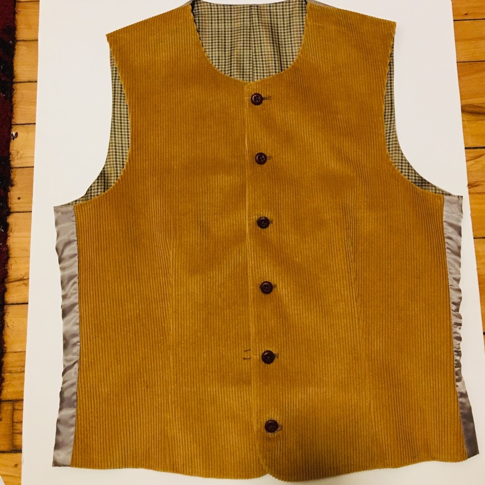 Paul Stuart Men Corduroy /Silk Classic Vest L $484